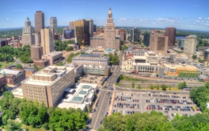 Ariel view of the city of hartford