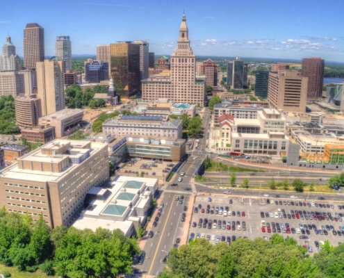 Ariel view of the city of hartford
