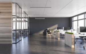 Open and clean office space with bright windows